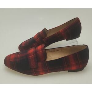J.Jill Loafers Womens 8 Adelaide Red Black Plaid cloth Christmas Buffalo